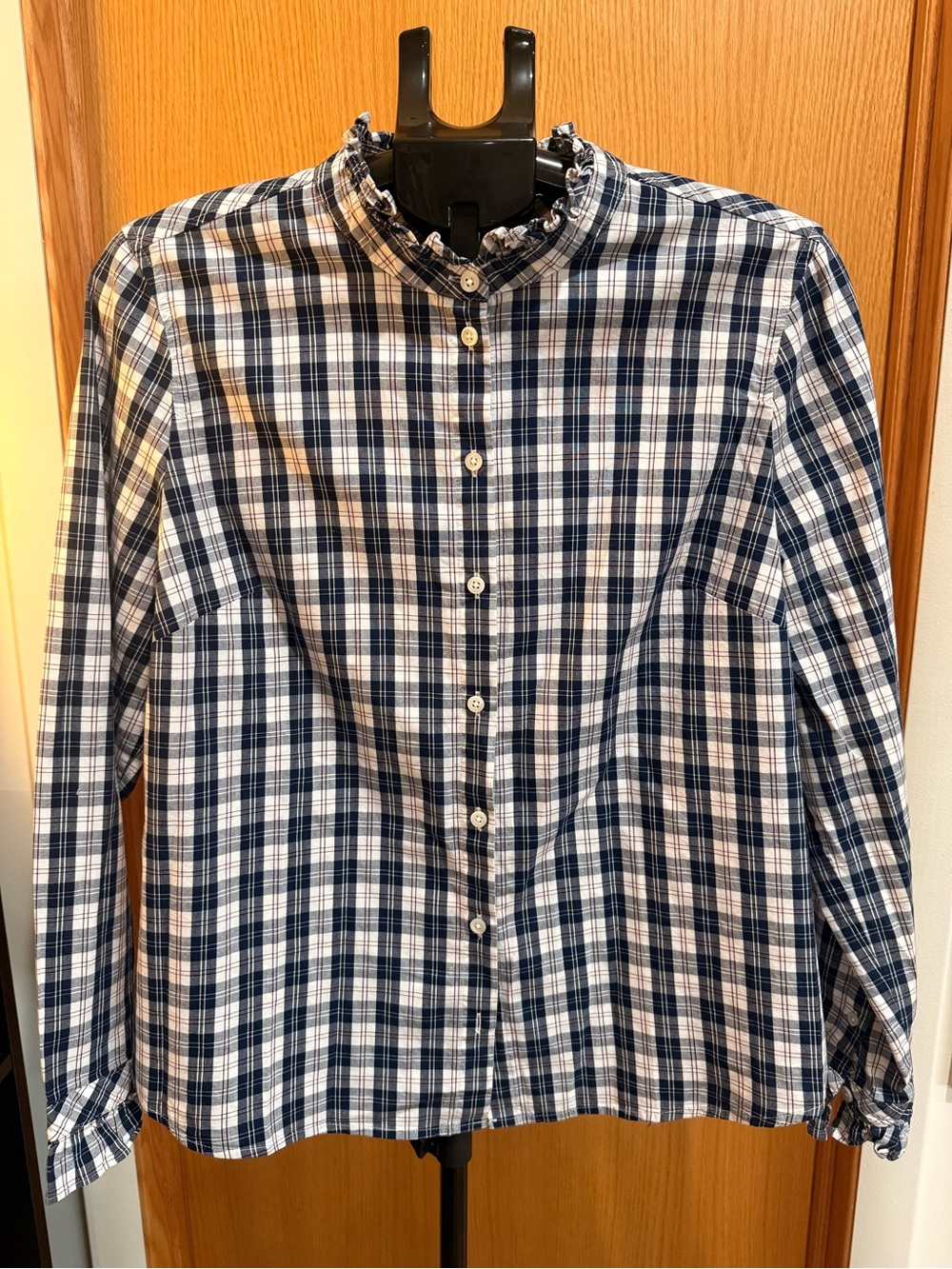 J. Crew Navy and White Plaid Button-Down Shirt